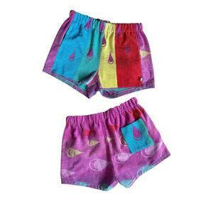 OOAK $198 Vintage Picnic Reworked Rainbow Pride Patchwork Terrycloth Shorts L XL